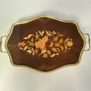 Mid Century Sorrento Italy Notturno Wood Marquetry Tray 16.5"